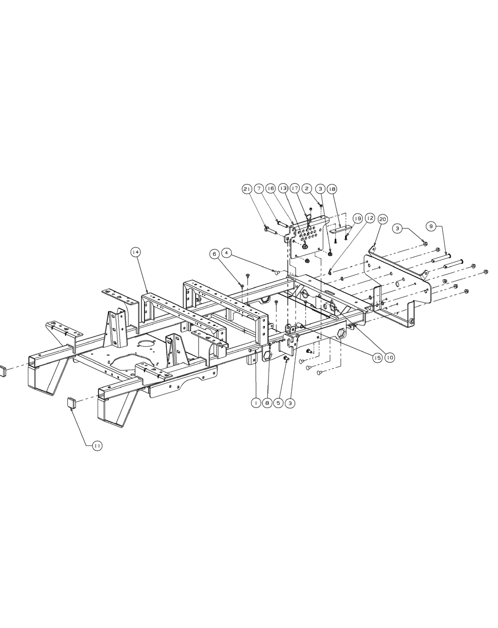 Frame Assembly Diagram and Parts List for M48-KW 53AI8CTV750-23HP Cub Cadet Lawn Tractor